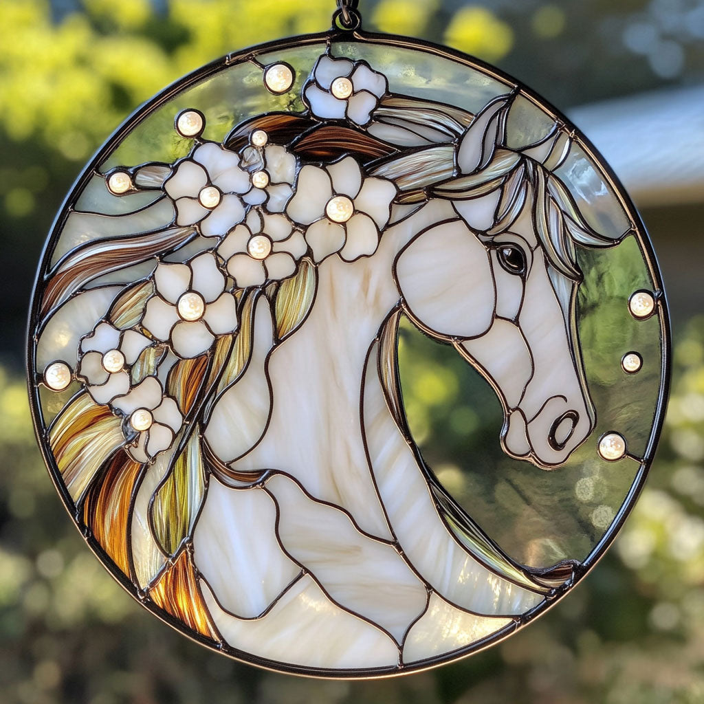 Gorgeous White Horse WU1601023CL Suncatcher
