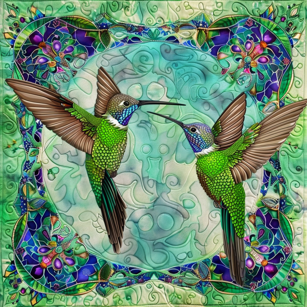 Green Hummingbirds XR1007017CL Quilt