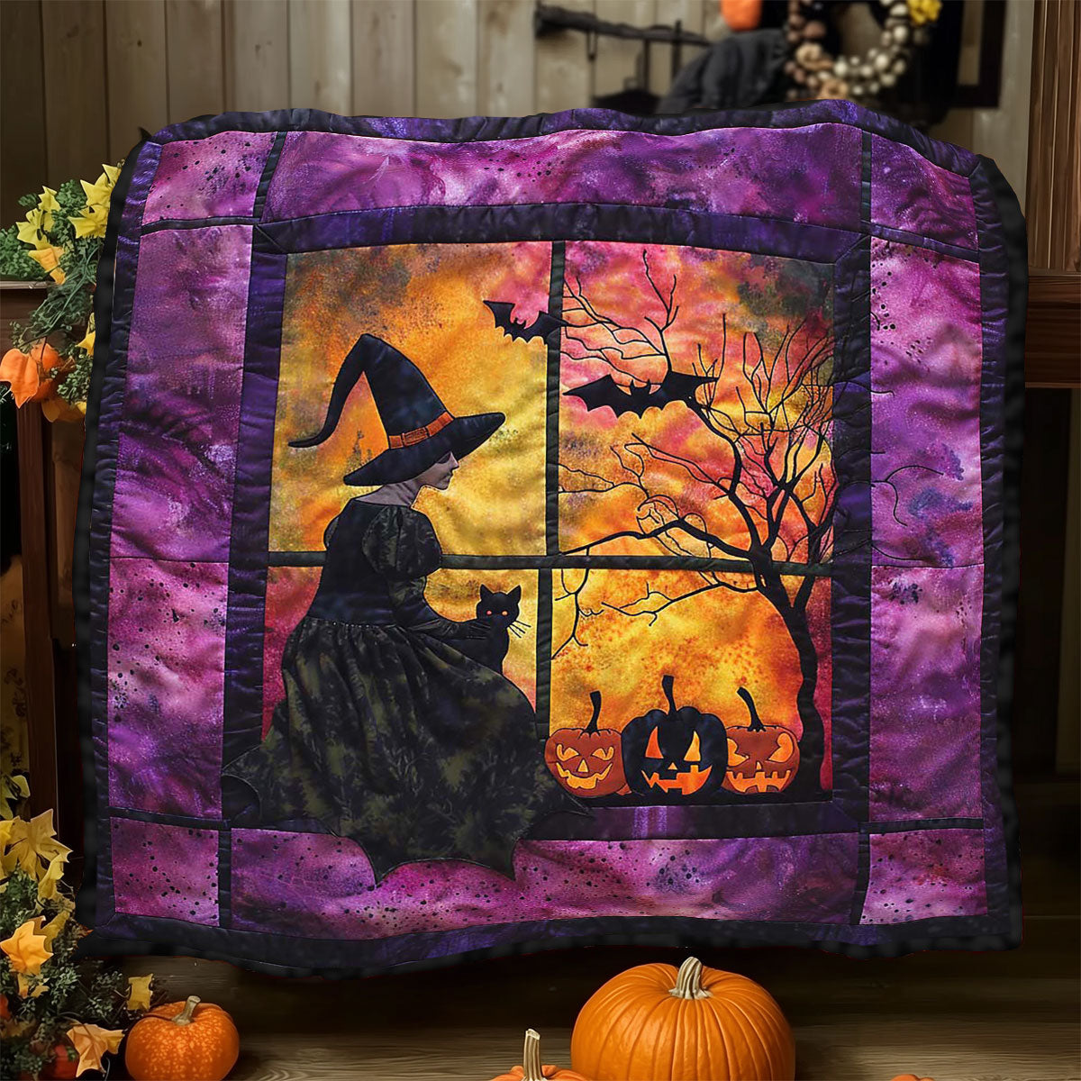 Halloween Witch And Cat WJ0908004CL Quilt