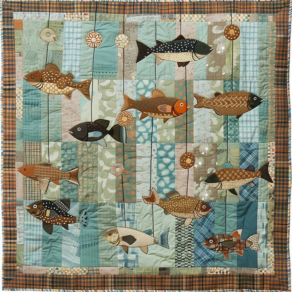 Hanging Fish XR2507007CL Quilt