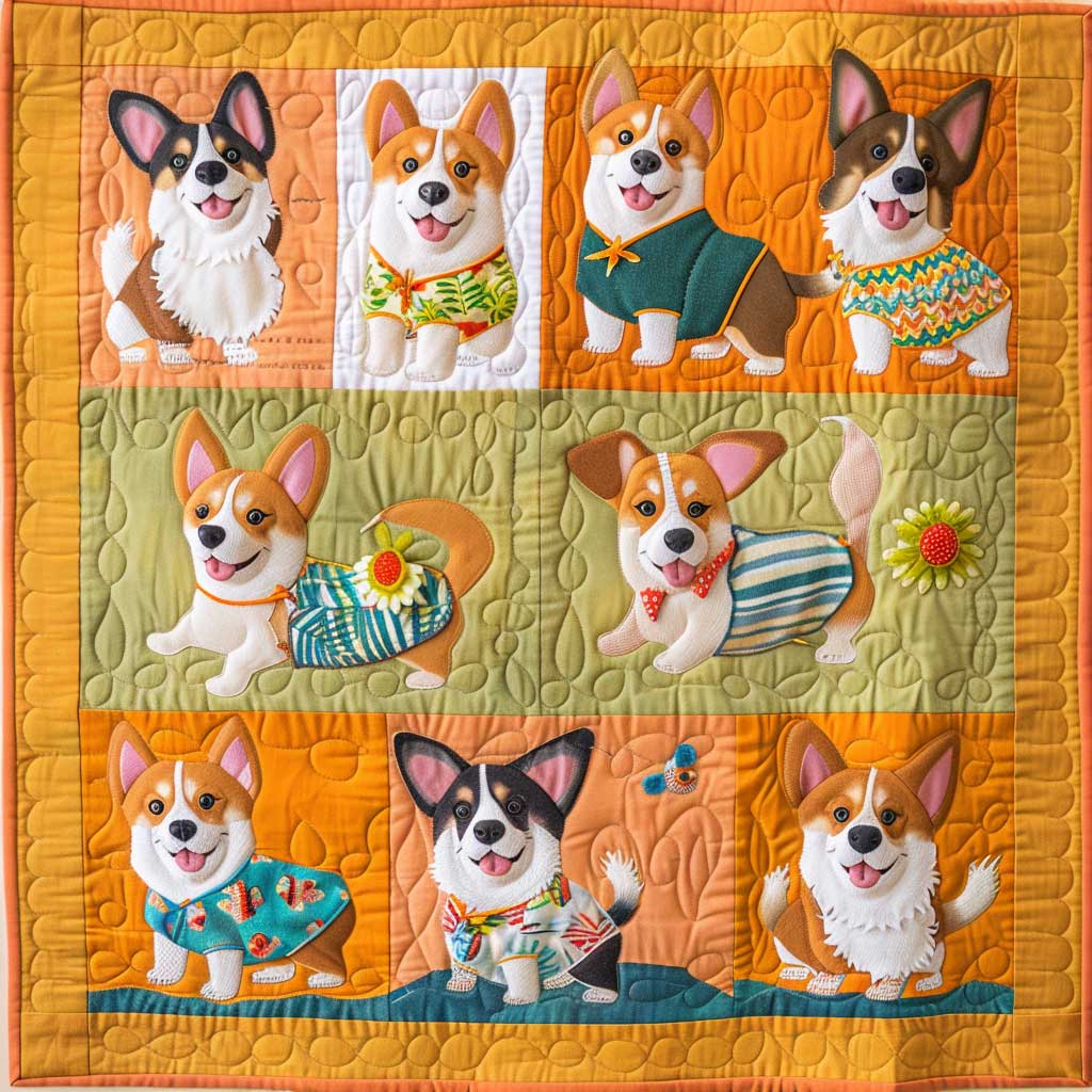 Happy Corgis XR2808024CL Quilt