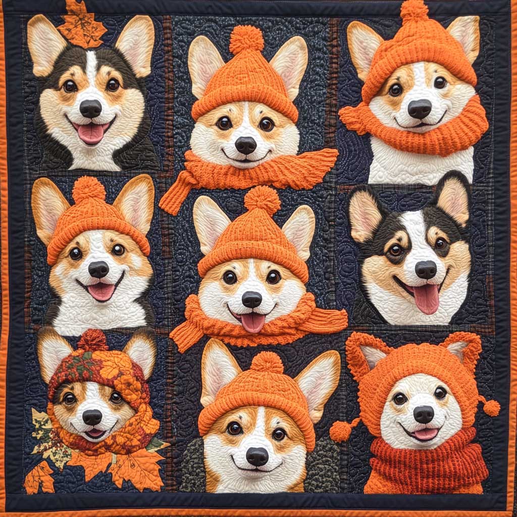 Happy Fall Corgi XR0808029CL Quilt