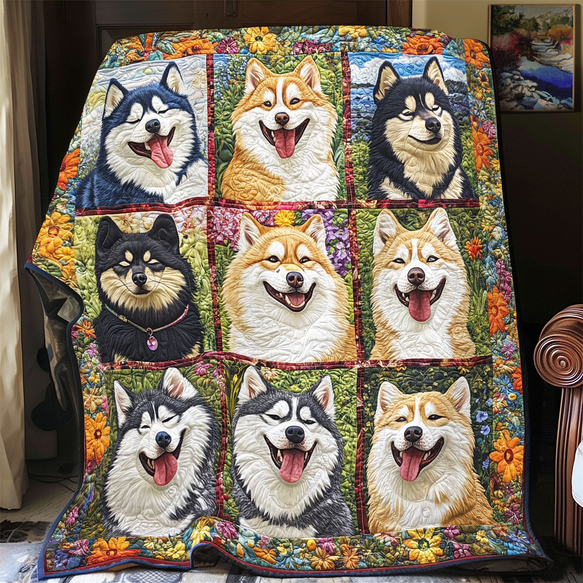 Happy Huskies YR1904023CL Quilt