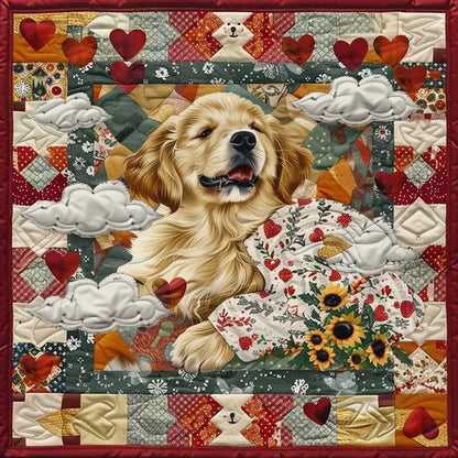 Happy Valentine Golden Retriever XR0907018CL Quilt