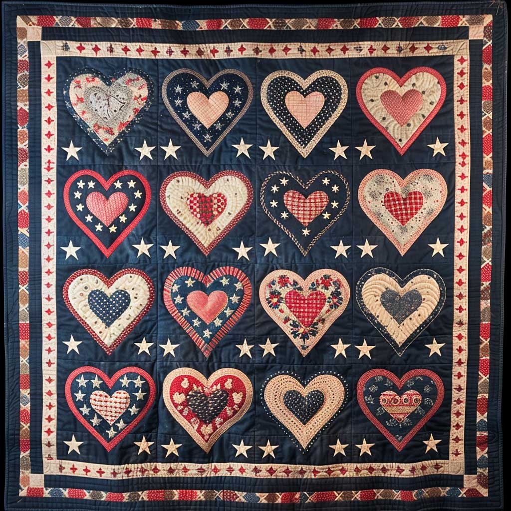 Patriotic Hearts WJ1507015CL Quilt