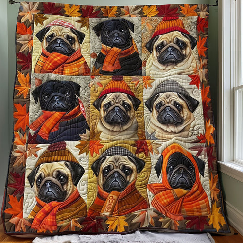 Pug Dogs With Scarf WO1408001CL Quilt