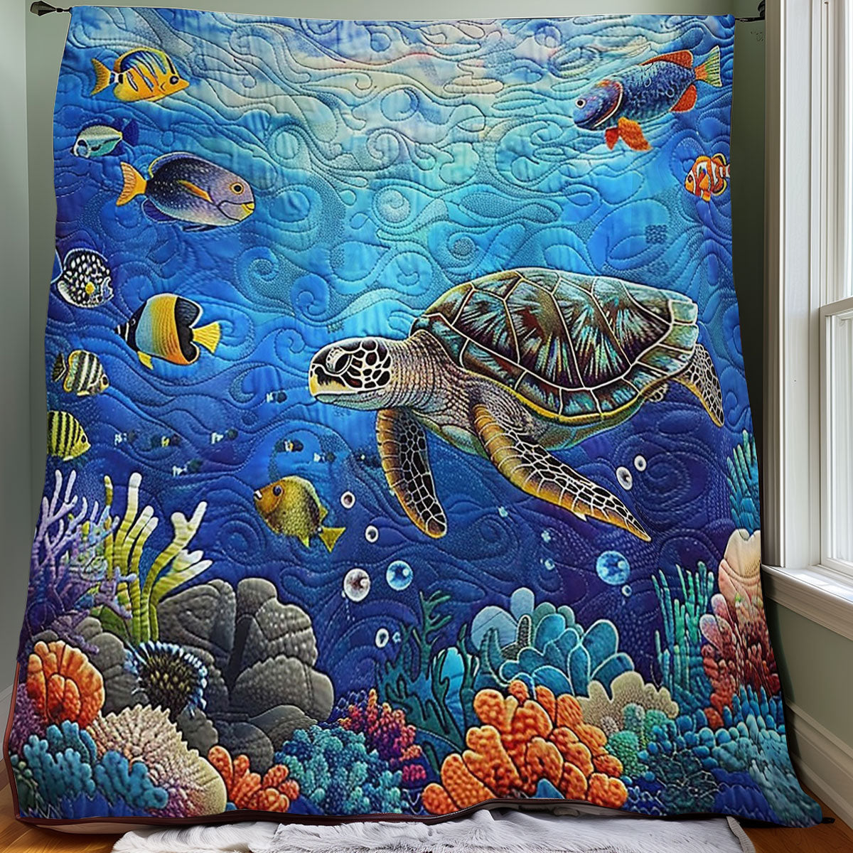 Sea Turtle And Habitat WO1508045CL Quilt