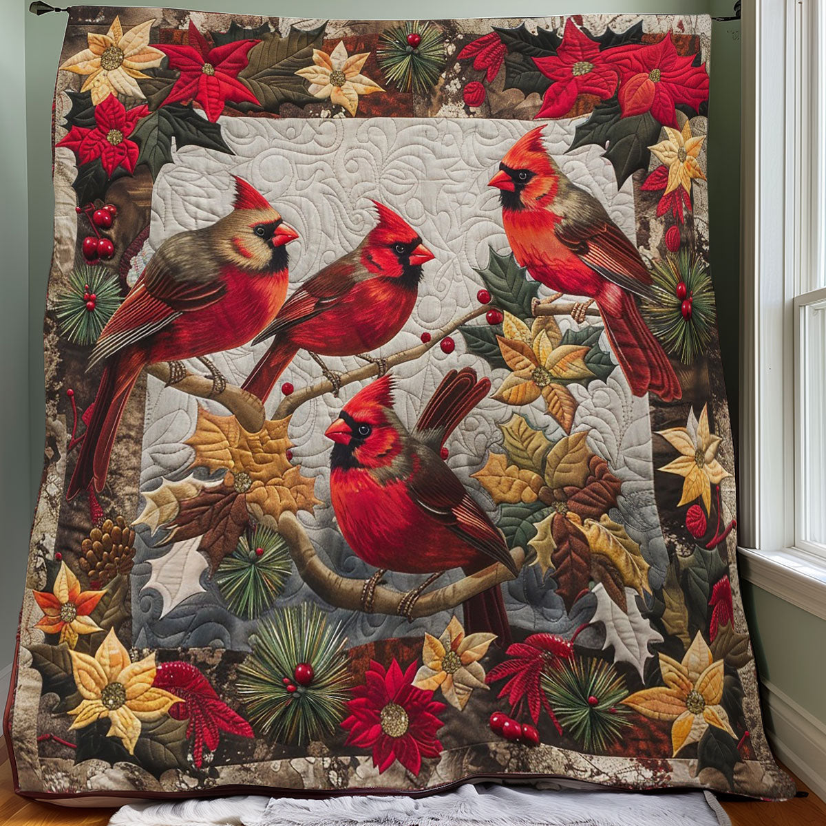 The Beauty Of Cardinal Birds WO1508028CL Quilt