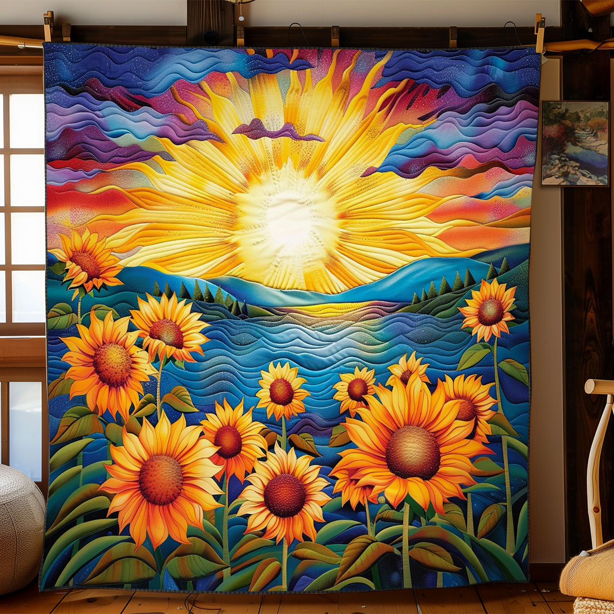 Sunflowers With The Sunset Wo1408010CL Quilt