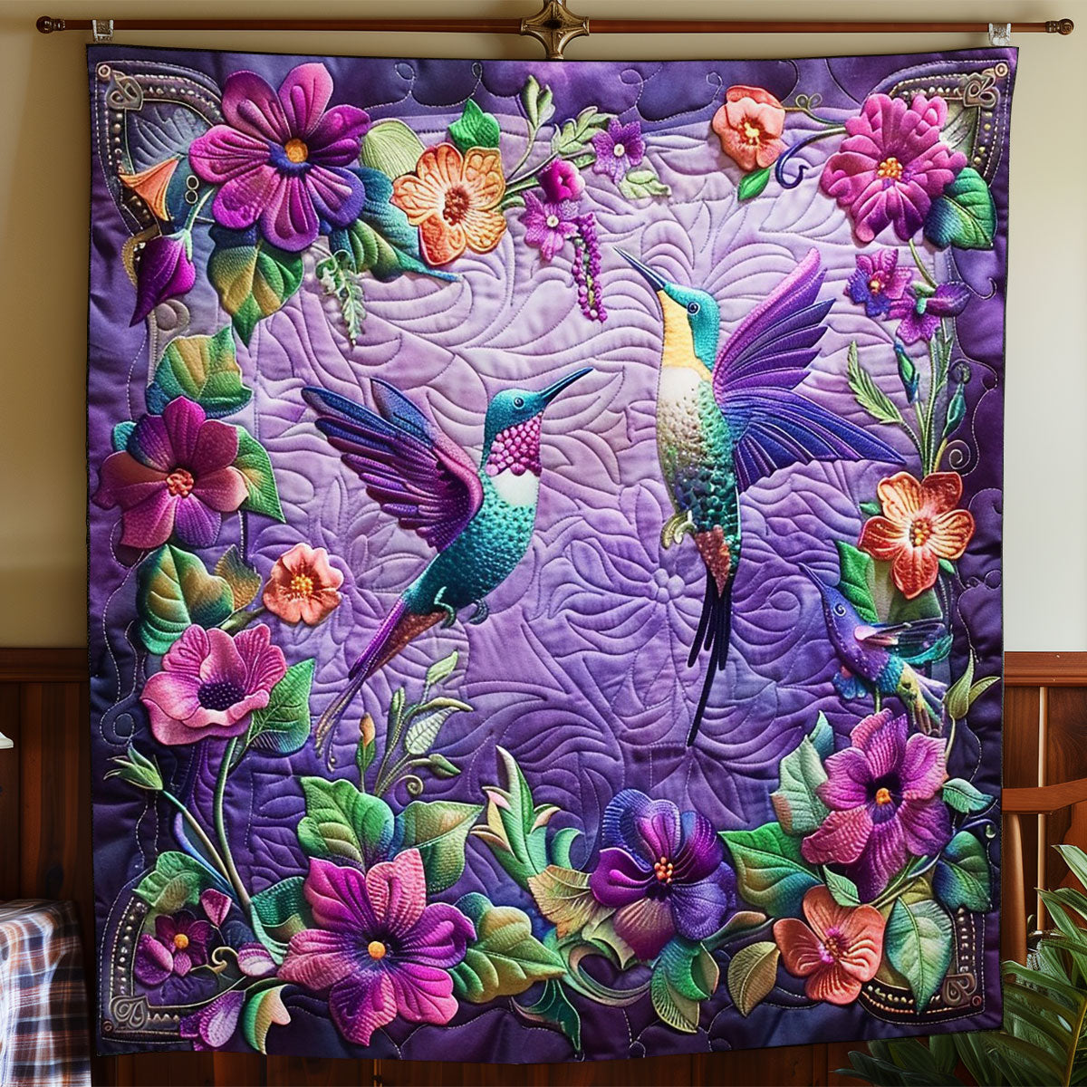 Hummingbirds Purple WO1508034CL Quilt