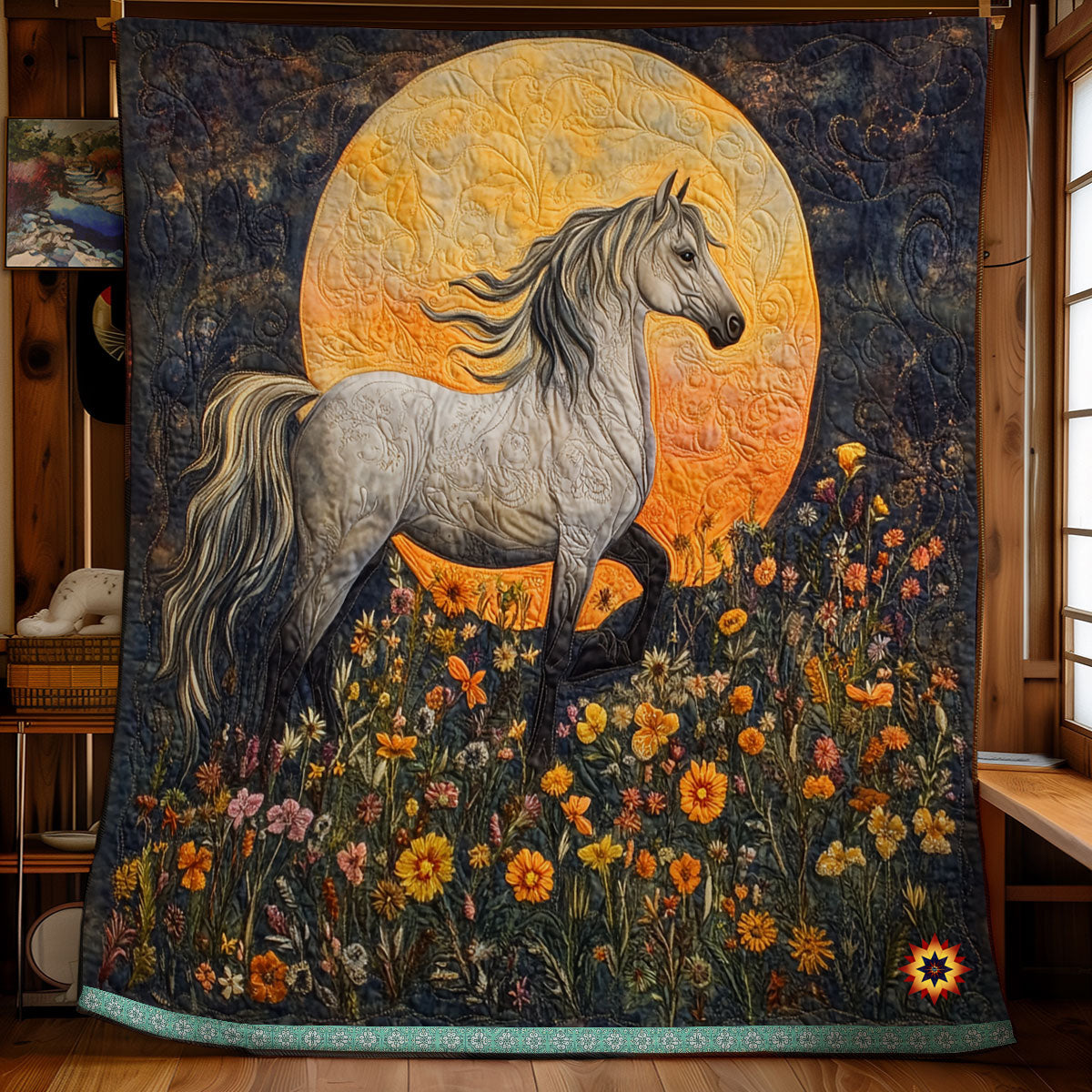 Horse Glowing Night WU1112012CL Quilt