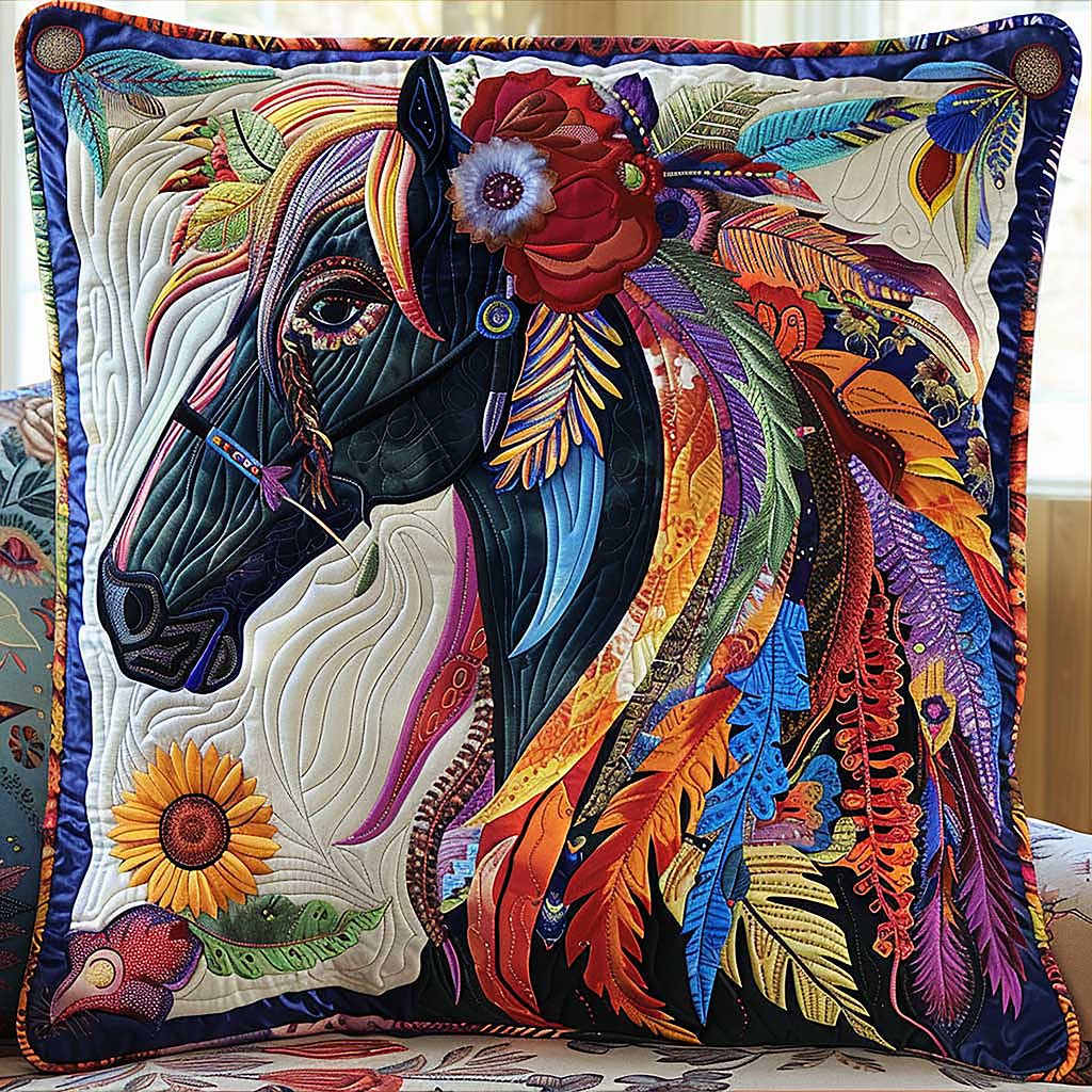 Horse Native American WP2507032CL Quilt Pillow Case