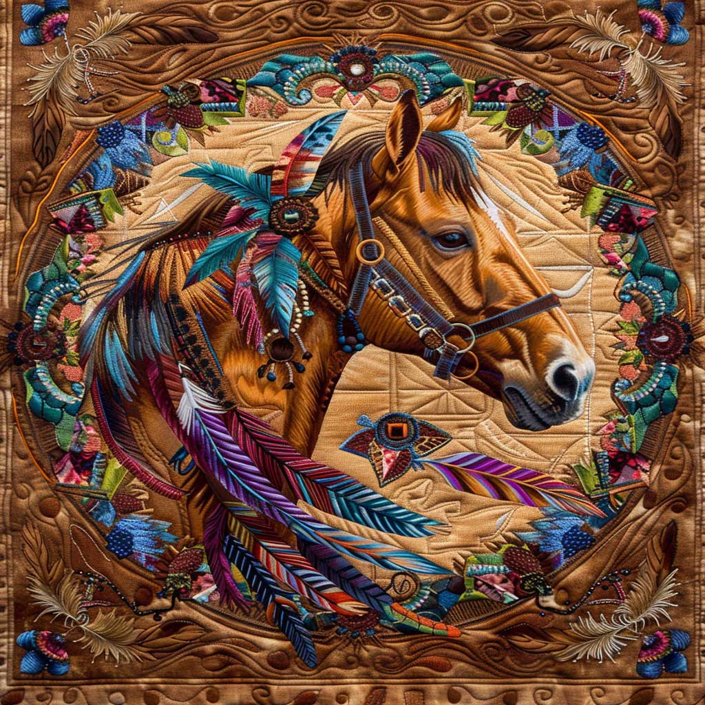 Native American Inspired Horse WJ2806008CL Quilt