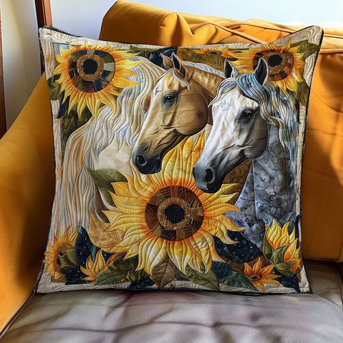 Horses And Sunflowers WN2607052CL Quilt Pillow Case