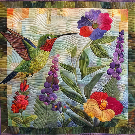 Hummingbird And Flowers XR2005001CL Quilt