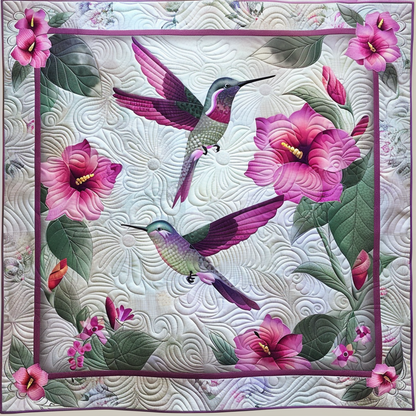 Hummingbird And Pink Flowers XR1007013CL Quilt