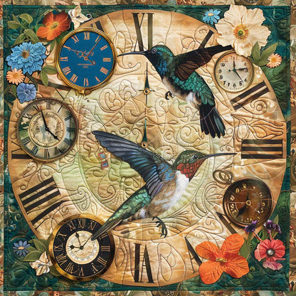 Hummingbirds And TimeClock WM2607001CL Quilt