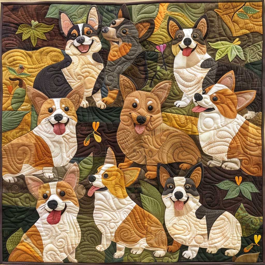 Jungle Corgis XR0509012CL Quilt