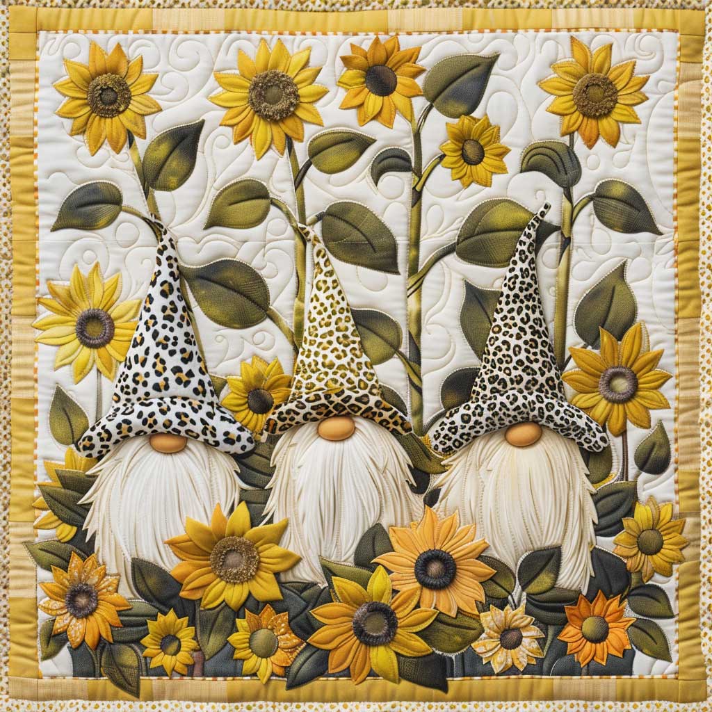 Leopard Sunflower Gnomes XR2808021CL Quilt