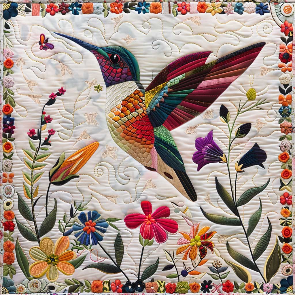 Love Floral Hummingbird XR0307005CL Quilt