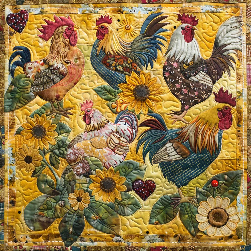 Majestic Morning Chickens XR2907017CL Quilt