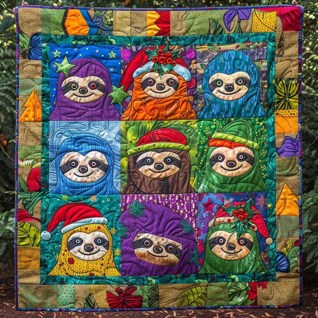 Merry Christmas Sloths XR2707003CL Quilt