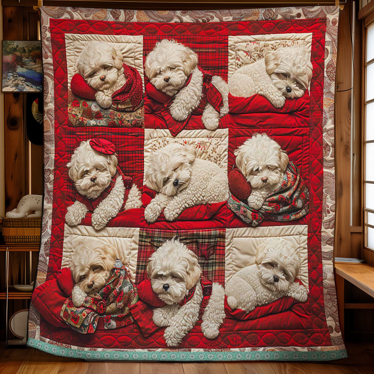 Bichon Frise Sleeping WN1209069CL Quilt