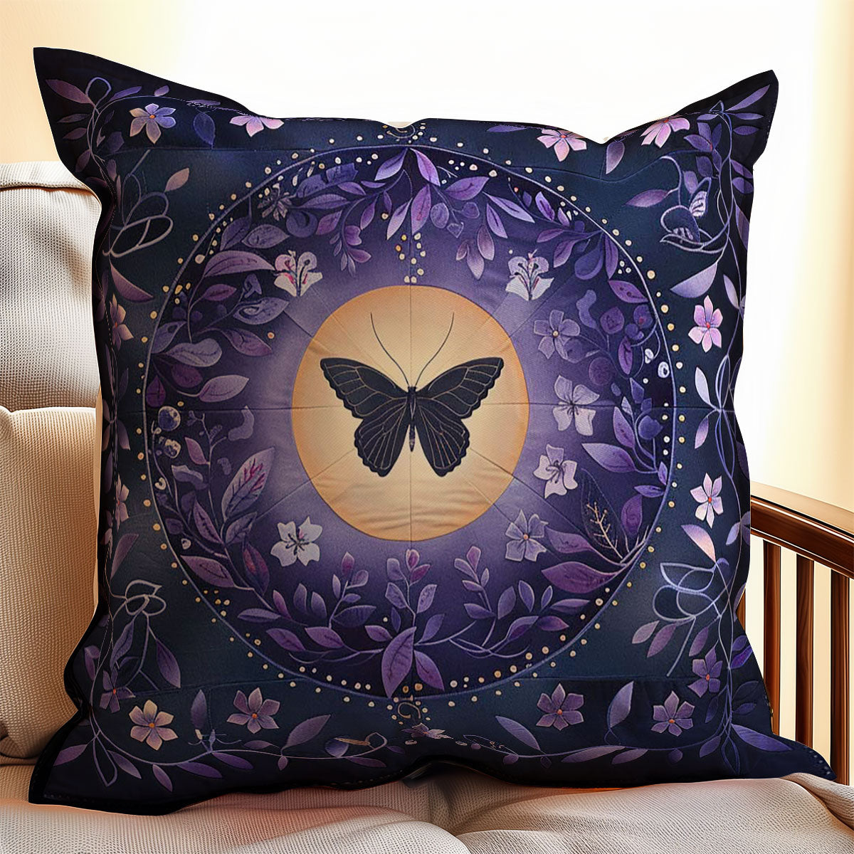 Purple Butterfly WJ1507025CL Quilt Pillow Case