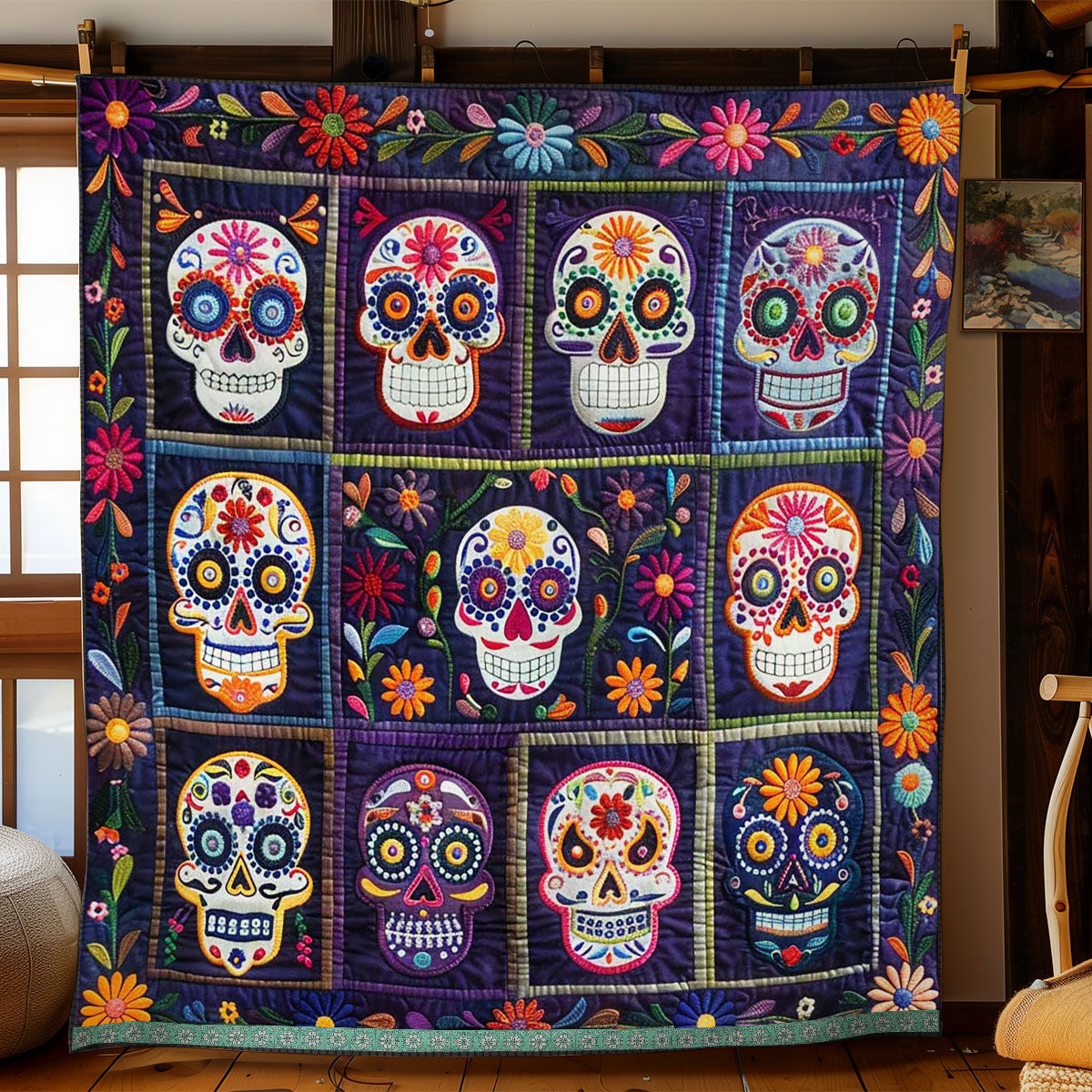 Calavera Sugar Skulls WJ1409003CL Quilt