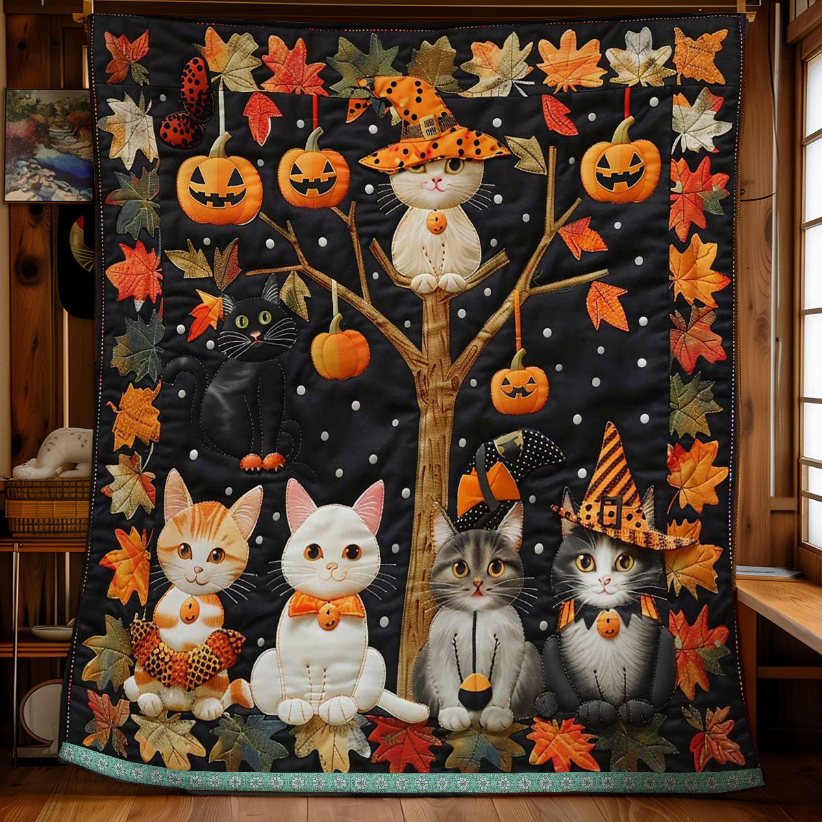 Cat Witch Halloween WN1609049CL Quilt