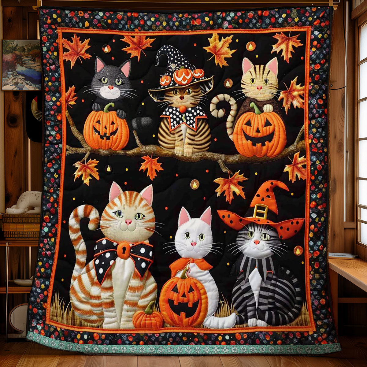 Cat Witch Halloween WN1609050CL Quilt