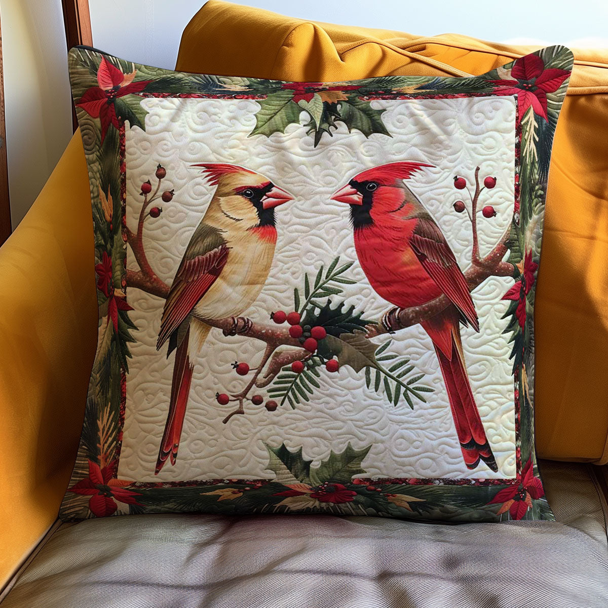 Christmas Cardinal WJ2008030CL Quilt Pillow Case