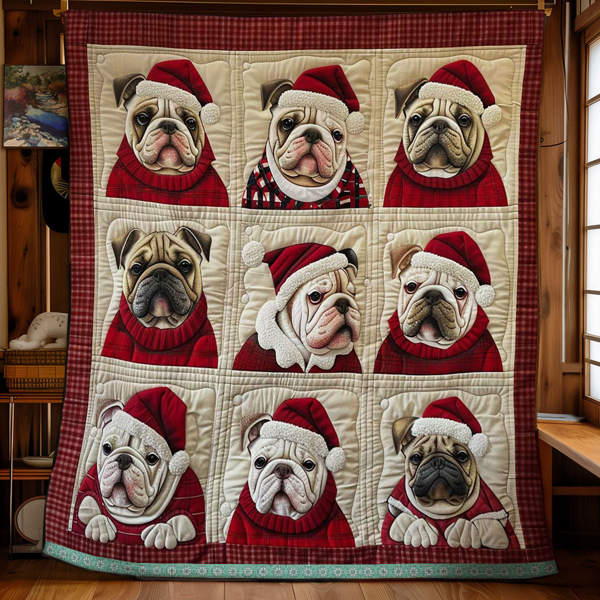 Christmas French Bulldogs WN1609080CL Quilt