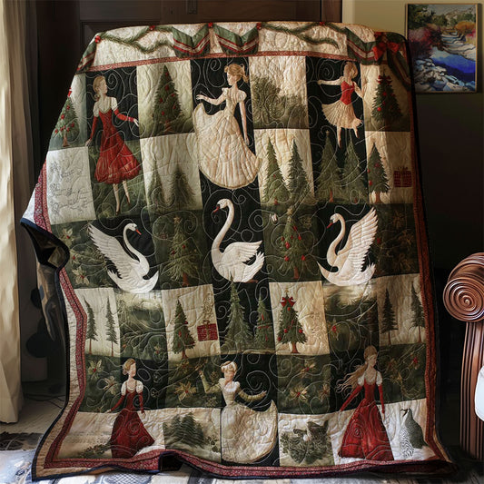 Christmas Swan Girl WJ2106007CL Quilt