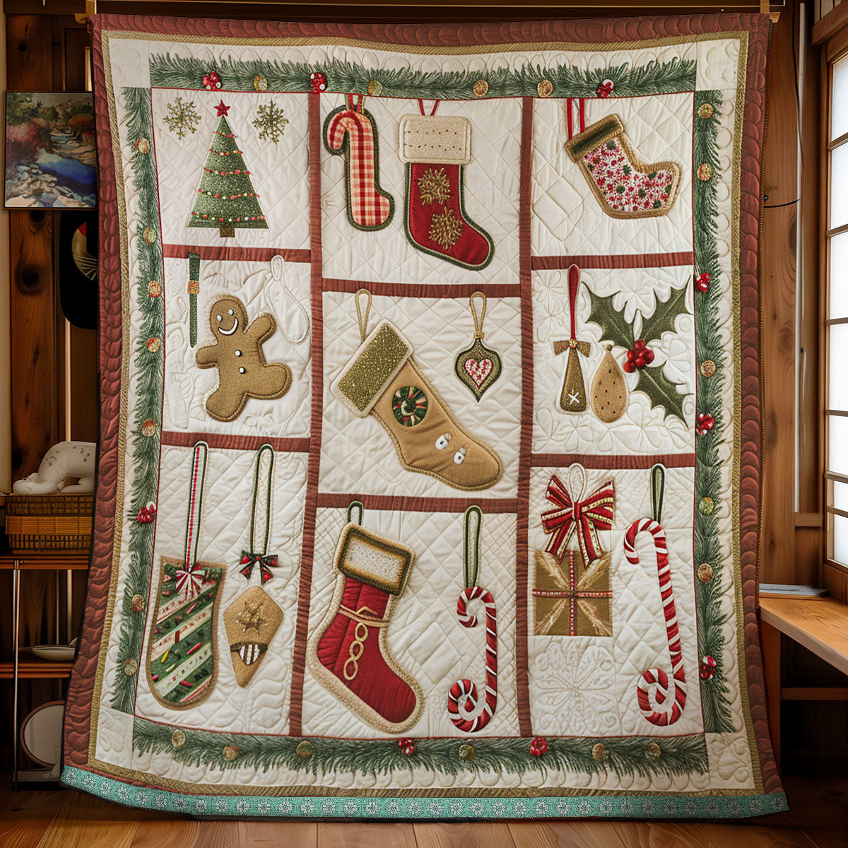 Christmas Treats And Stockings WN1709013CL Quilt