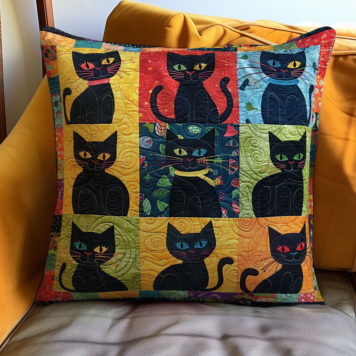 Colorful Cats WJ2108029CL Quilt Pillow Case