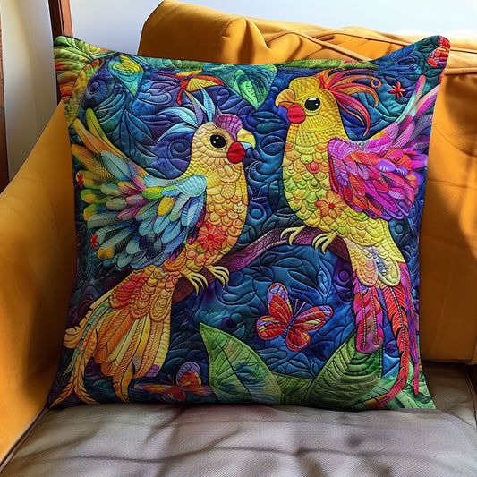 Colorful Cockatiel Couple WJ2308033CL Quilt Pillow Case