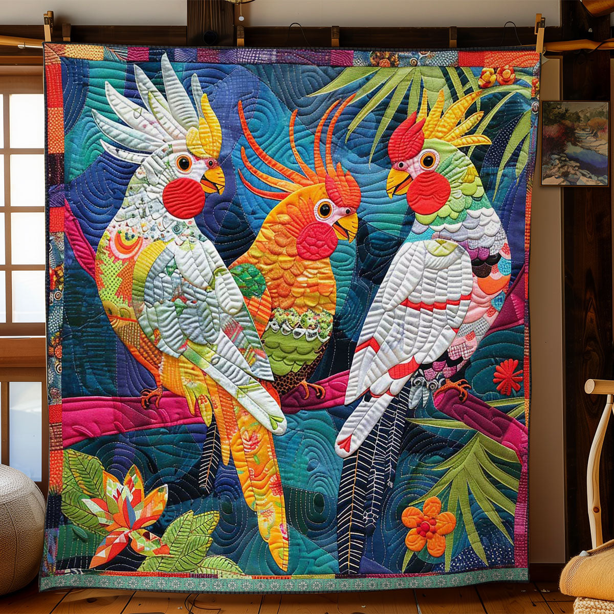 Colorful Cockatiels WJ1609004CL Quilt