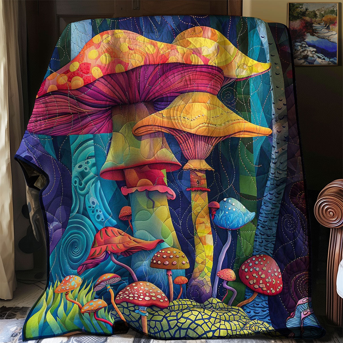 Colorful Hippie Mushroom WJ1807008CL Quilt