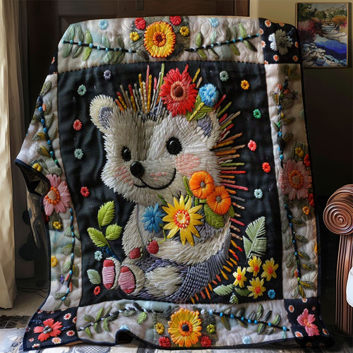 Cute Hedgehod With Flowers WJ1207004CL Quilt