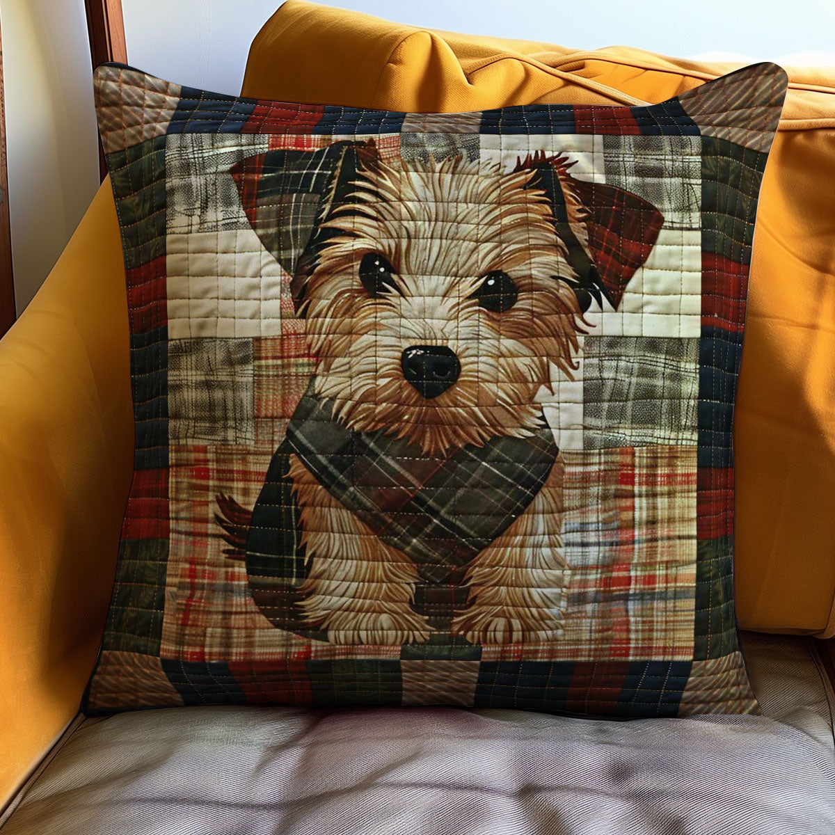 Cute Terrier Dog WJ0208045CL Quilt Pillow Case