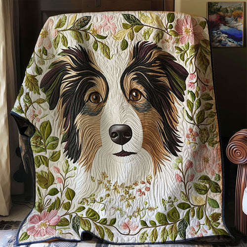 Flower Border Collie WJ1402007CL Quilt