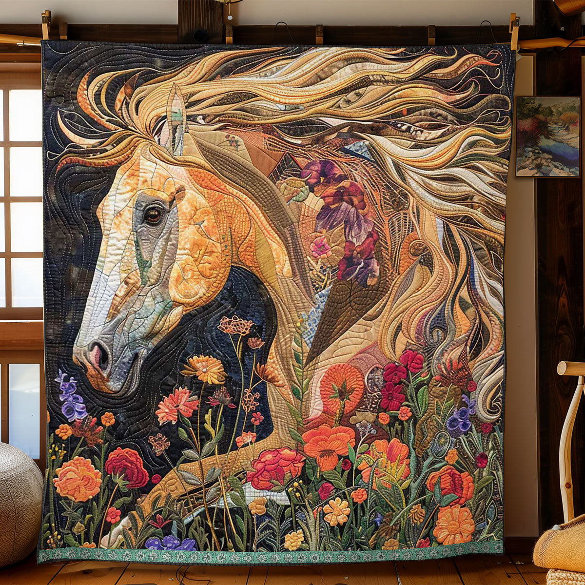 Flower Horse WJ1609009CL Quilt