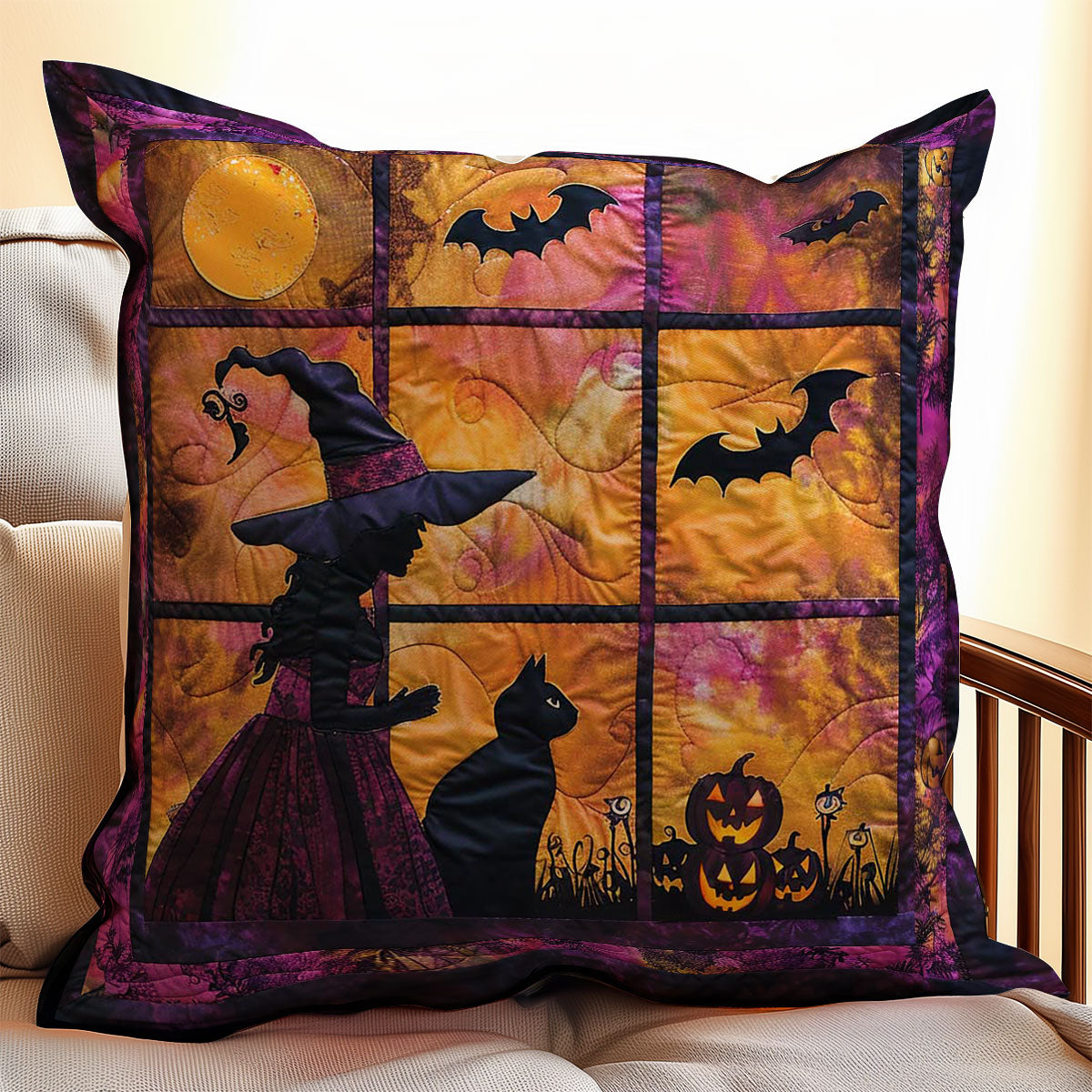 Halloween Witch And Cat WJ0507026CL Quilt Pillow Case