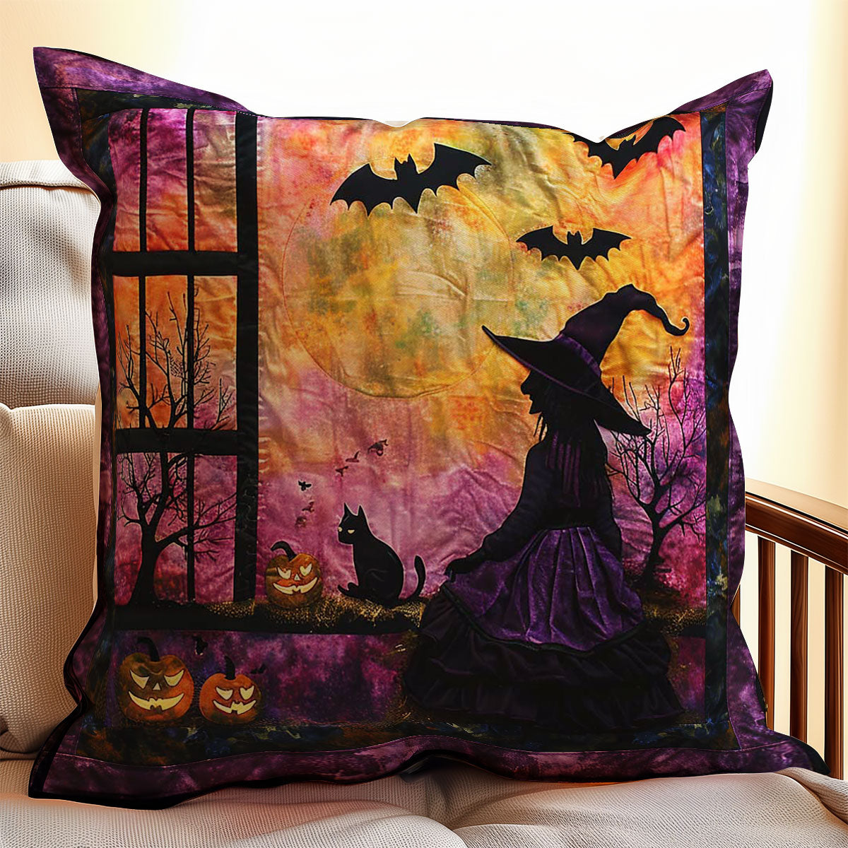 Halloween Witch And Cat WJ0507027CL Quilt Pillow Case