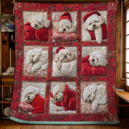 Happy Bichon Frise Sleeping WN1209070CL Quilt