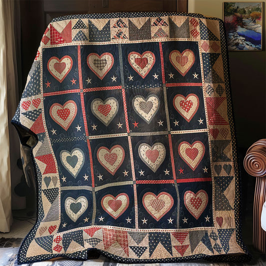 Patriotic Hearts WJ1307008CL Quilt