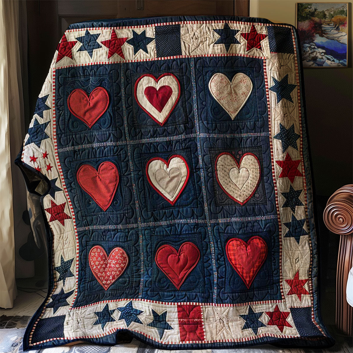 Patriotic Hearts WJ1307010CL Quilt