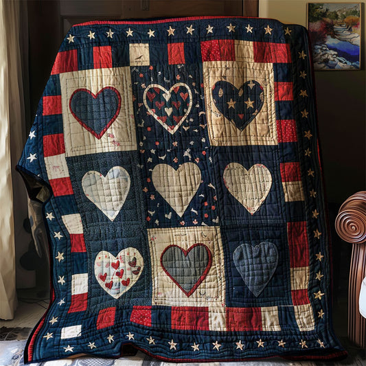 Patriotic Hearts WJ1307011CL Quilt