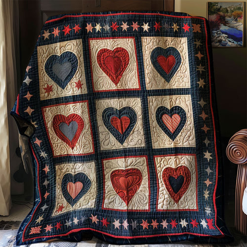 Patriotic Hearts WJ1507014CL Quilt